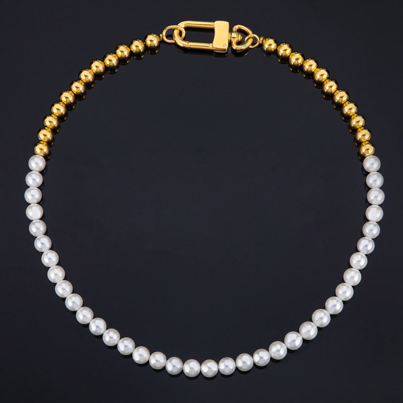 Helloice  7mm Half Beads and Pearl Chain