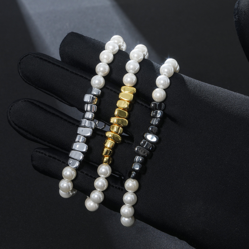 Helloice Black Gallstone Pearl Bracelet