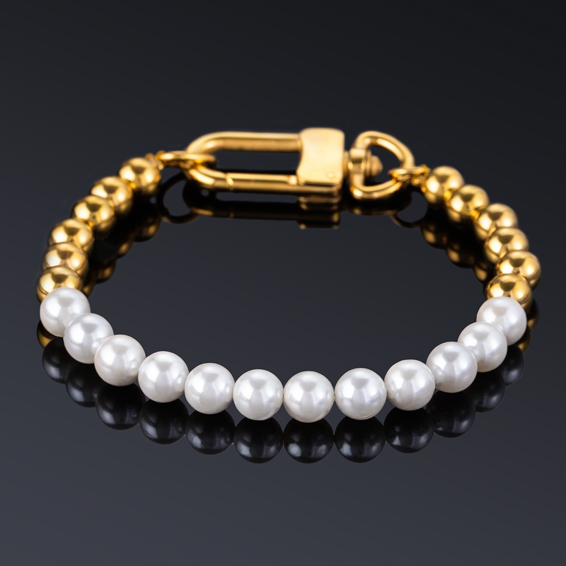 Helloice 7mm Half Beads and Pearl Bracelet