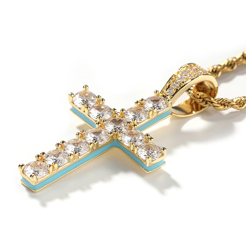 Helloice Glow in the Dark Iced Round Cut Cross Pendant
