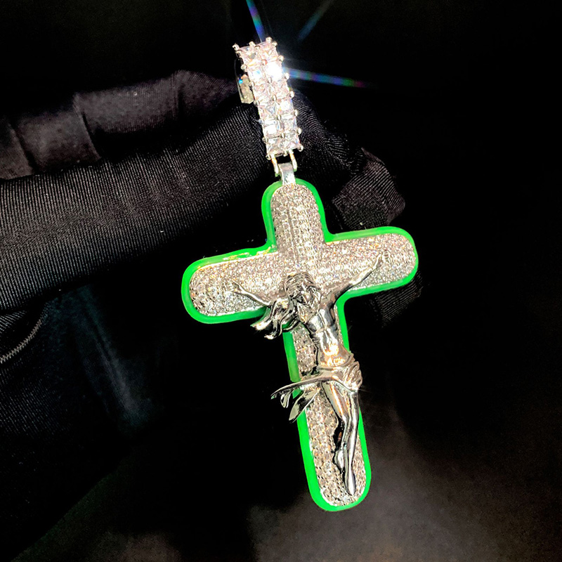 Helloice Iced Luminous Crucifix Cross Pendant