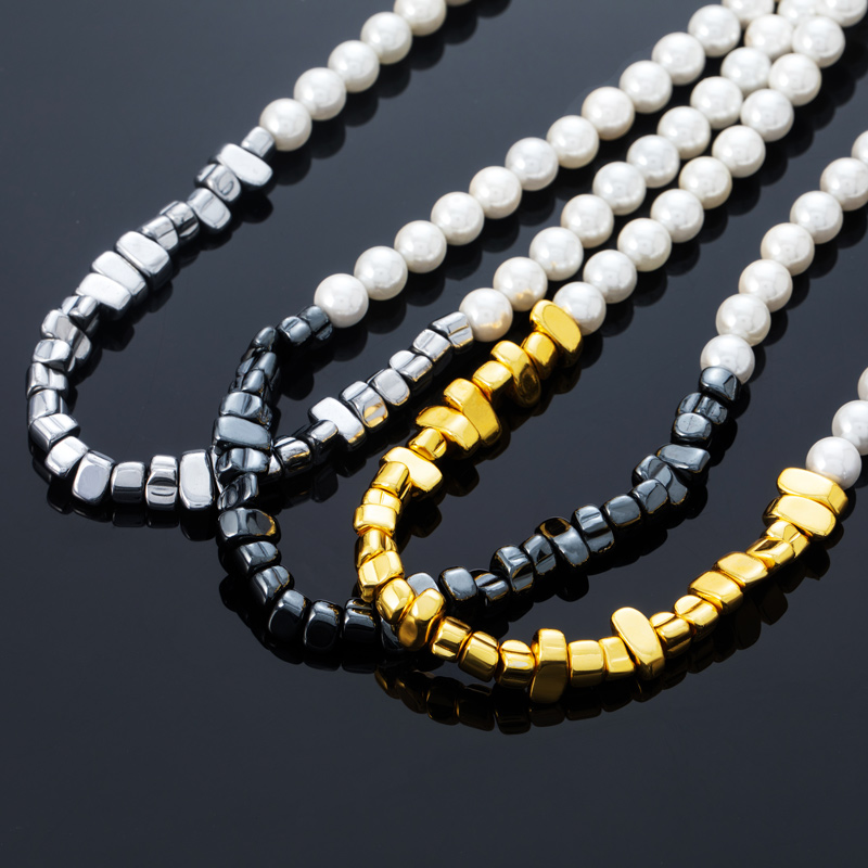 Helloice Black Gallstone Pearl Necklace