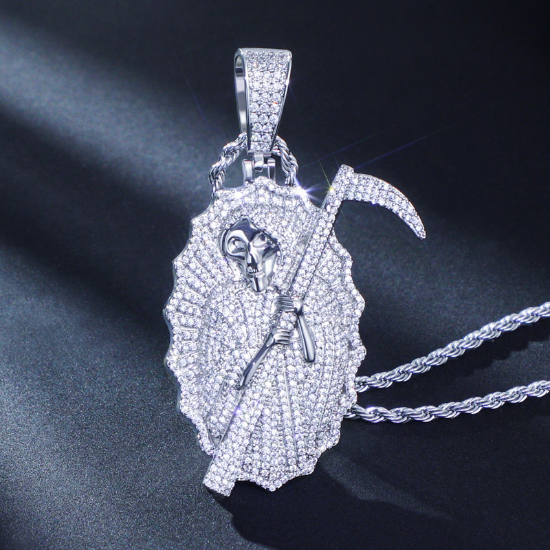 Helloice Iced Santa Muerte Angel of Death Charm Pendant