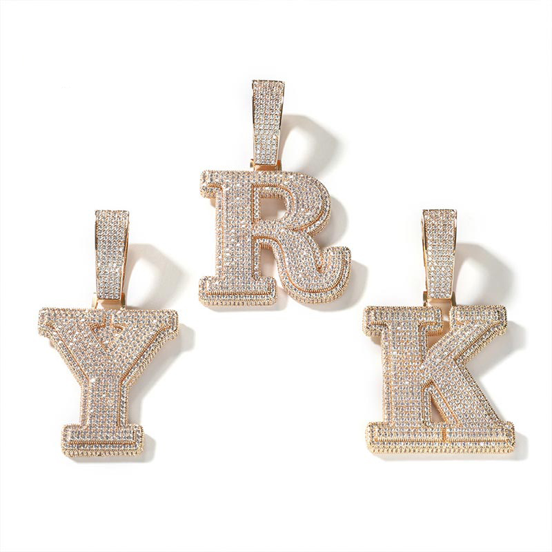 Helloice Iced 3D A-Z Letters Baguette Pendant