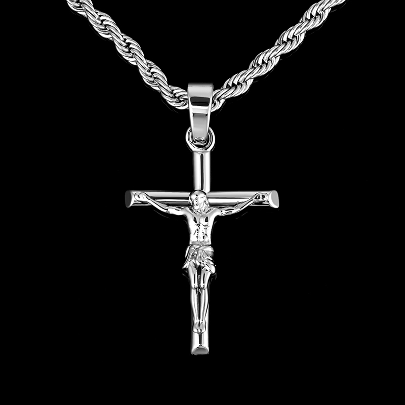 Helloice Crucifix Cross Pendant in White Gold
