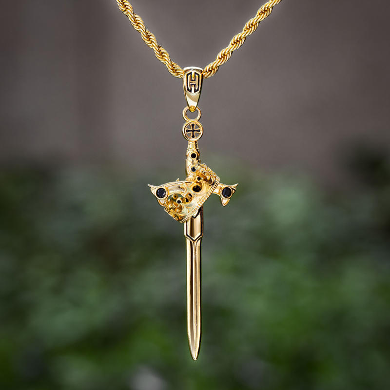 Helloice Iced Crown Sword Pendant
