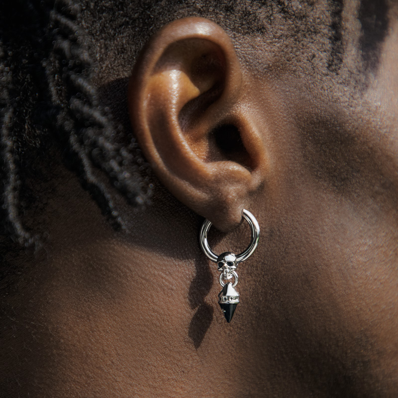 Helloice Removable Skull Head & Pointed Cross Cone Hoop Earrings