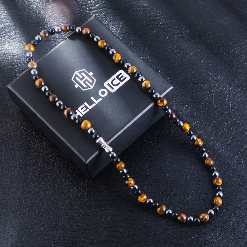 Helloice Yellow Tiger Eye Stone Chain