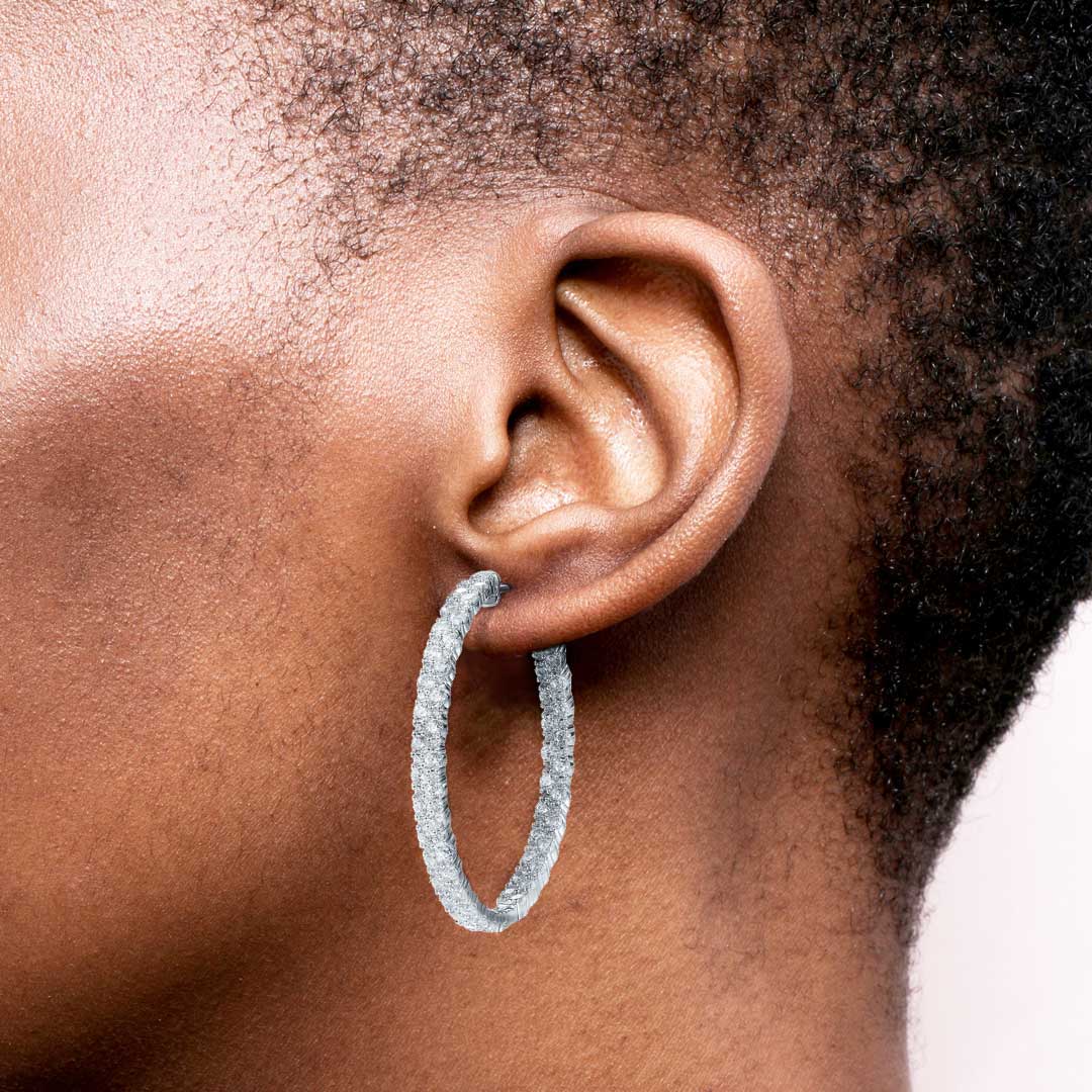 Helloice Large Double Row Pave Hoop Earrings