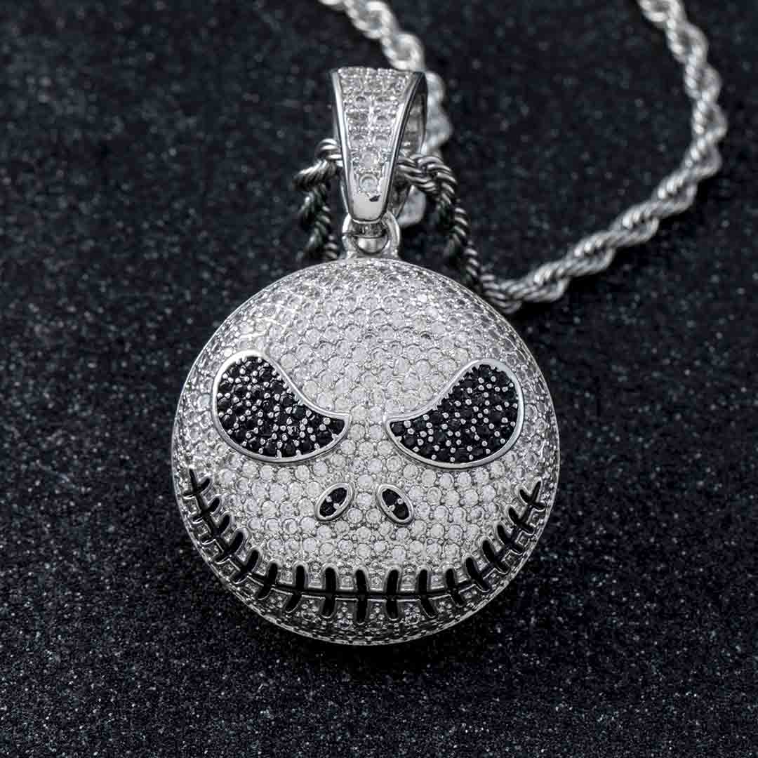 Helloice Iced Skull Pendant in White Gold