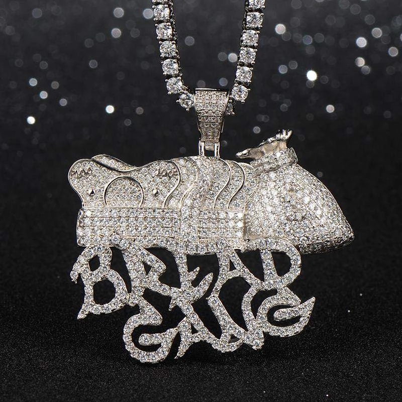 Helloice Iced Bread Gang Pendant in White Gold