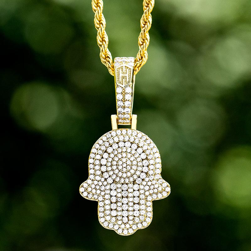 Helloice Iced Hamsa Hand Pendant