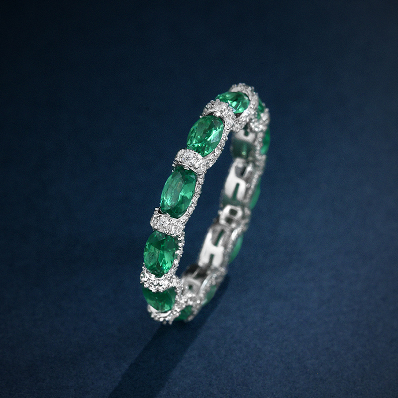 Helloice Micro Wave Oval Cut Eternity band