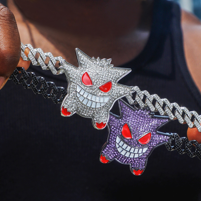 Helloice  Iced Glow in the Dark Demon Evil Cuban Chain