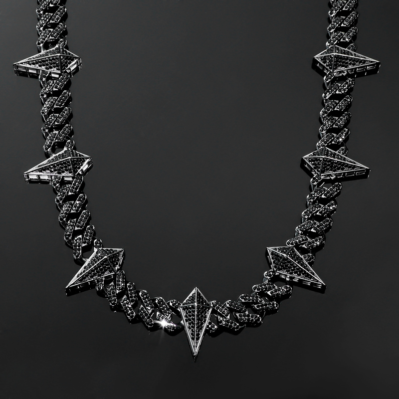 Helloice  12mm Black Fight Tooth and Claw Iced Cuban Chain