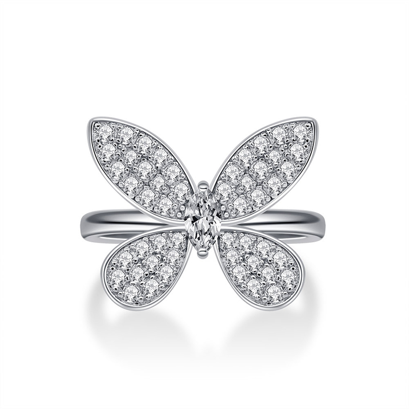 Helloice Delicate Butterfly Marquise Cut Ring in 925 Sterling Silver