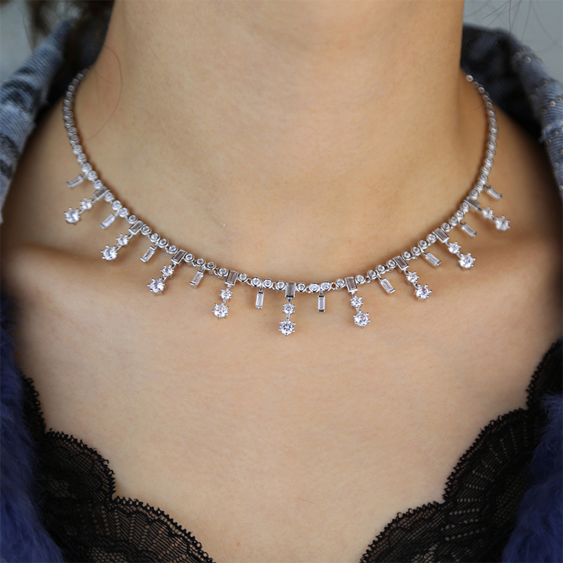 Helloice Radiant Snowflake Drop Necklaces