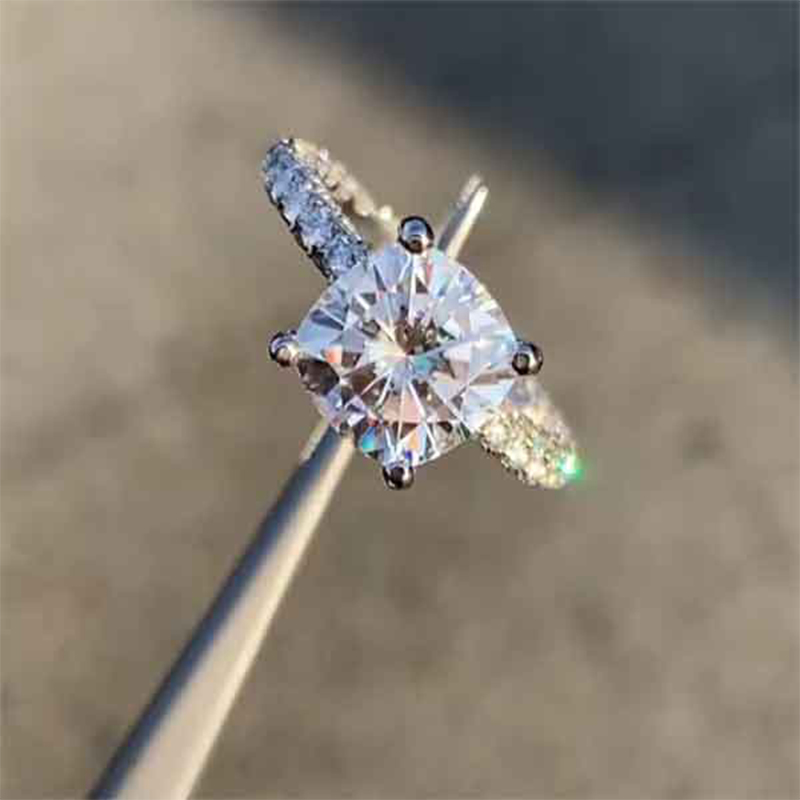 Helloice Glamorous Cushion Cut Halo 925 Sterling Silver Engagement Ring