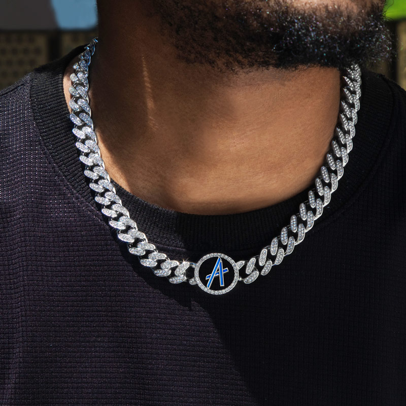 Helloice A to Z Initials Letters Iced Cuban Chain in White Gold