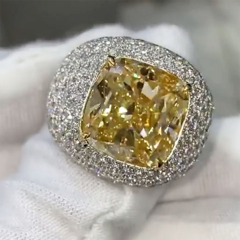 Helloice Iced Sparkling Cushion Cut Men's Ring