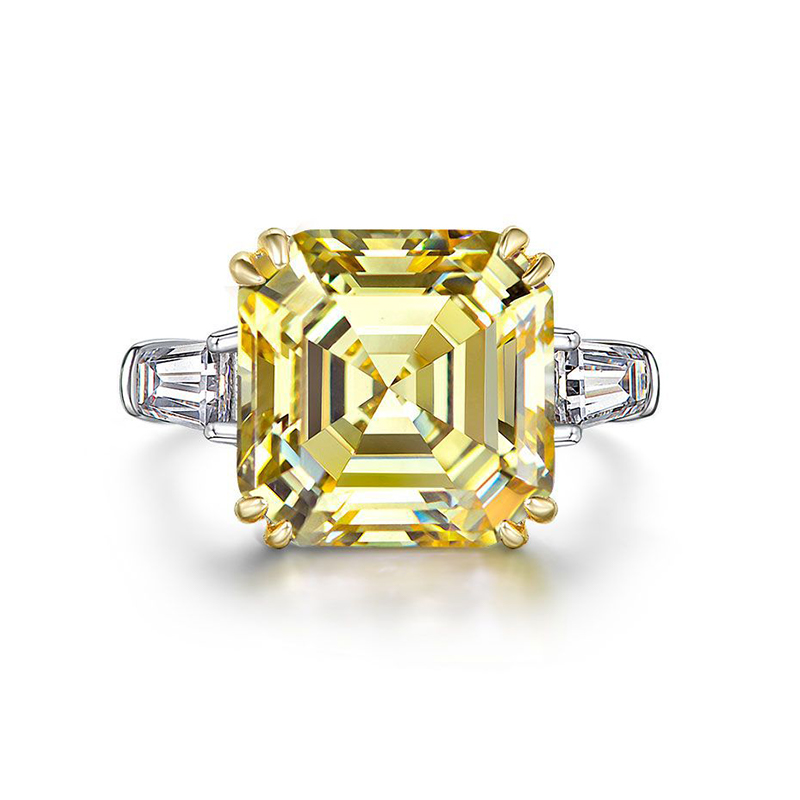 Helloice Dazzling Asscher Cut S925 Silver Engagement Ring