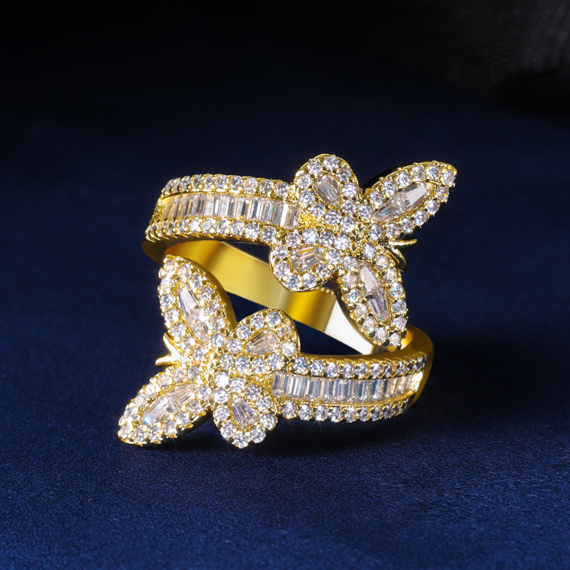 Helloice Iced Butterfly Emerald Cut Ring