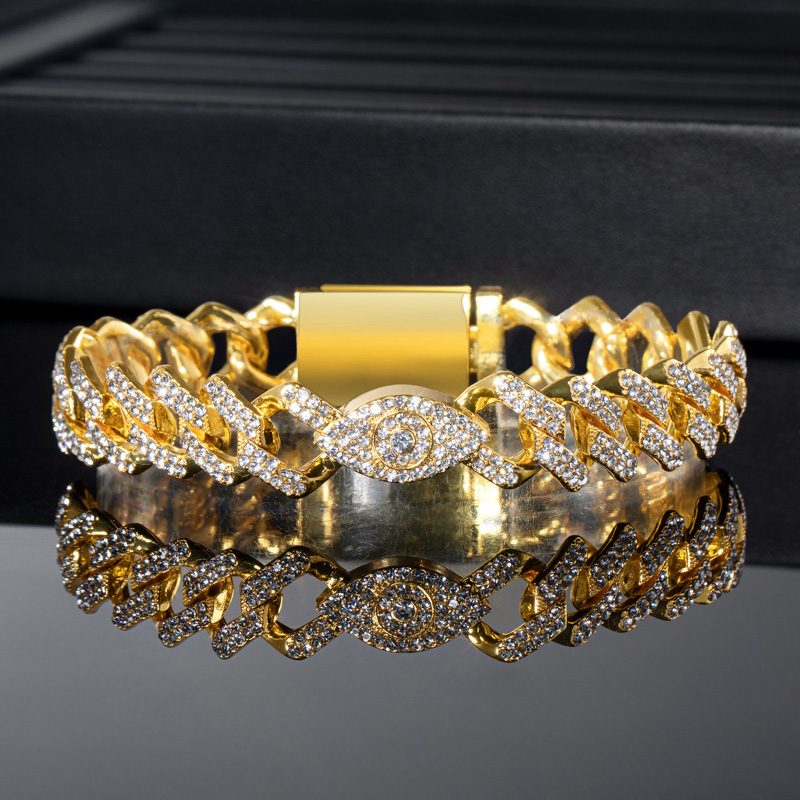 Helloice Iced Evil Eyes 12mm Cuban Bracelet
