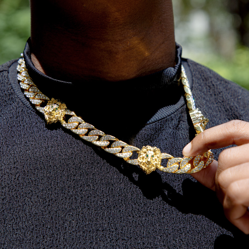 Helloice  Iced Lion 13mm Cuban Chain Necklace