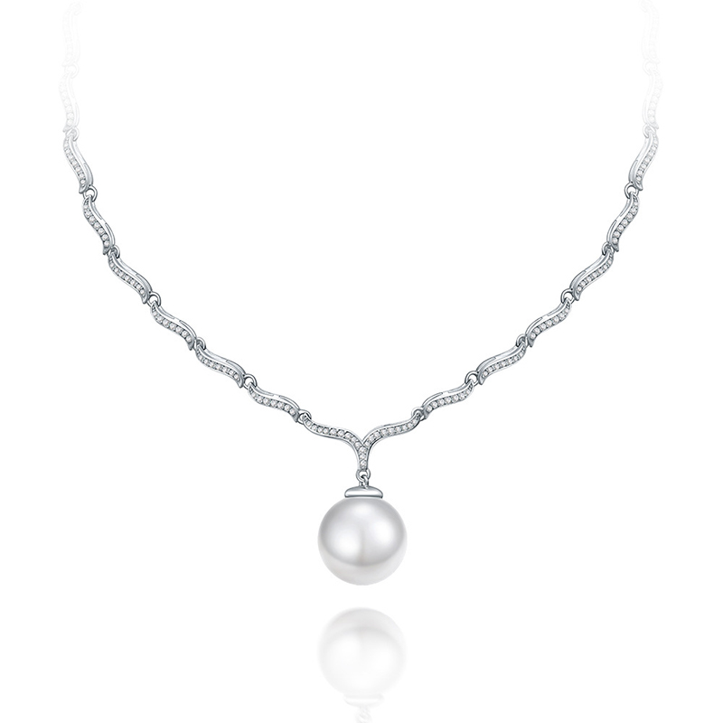 Helloice  Pearl Pendant Necklace in 925 Sterling Silver