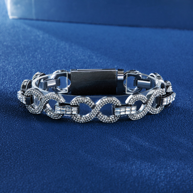 Helloice 16mm 8'' Iced Infinity Link Bracelet in Black Gold