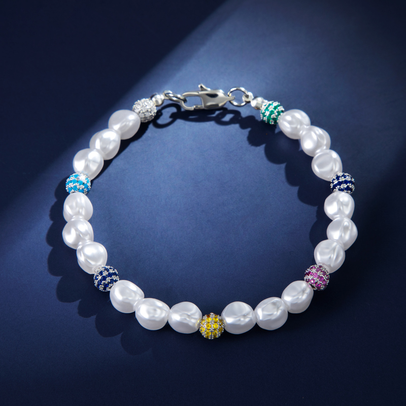 Helloice Irregular Pearls & Iced Multi-colour Ball Bracelet