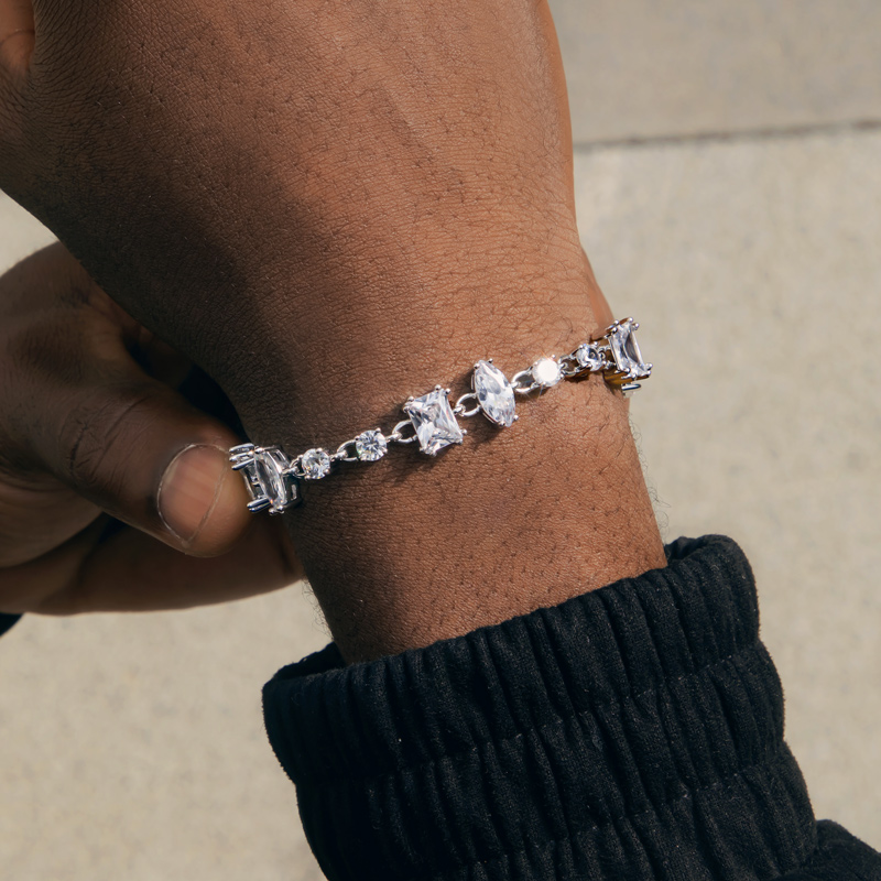 Helloice Iced CZ Clear Mixed Shape Tennis Bracelet