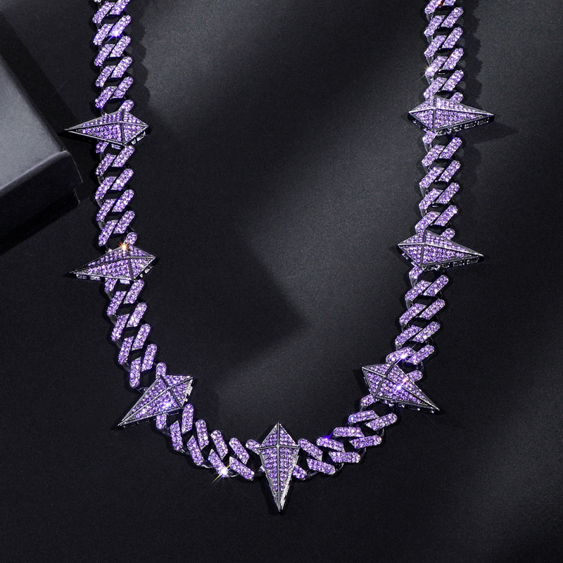 Helloice 12mm Purple Fight Tooth and Claw Iced Cuban Chain