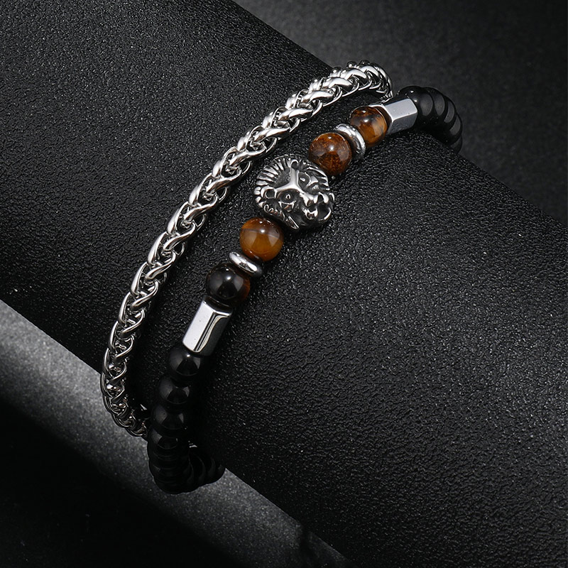 Helloice Healing Stone Tiger Eye Franco Chain Layer Bracelet