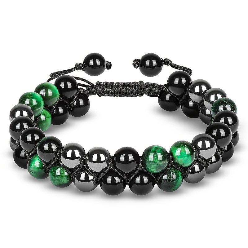 Helloice  2 Rows Natural Healing Stone Braided Bracelet