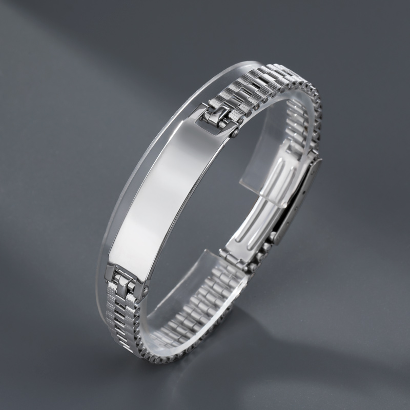 Helloice 8mm Engraved Stainless Steel Adjustable Bracelet for Women
