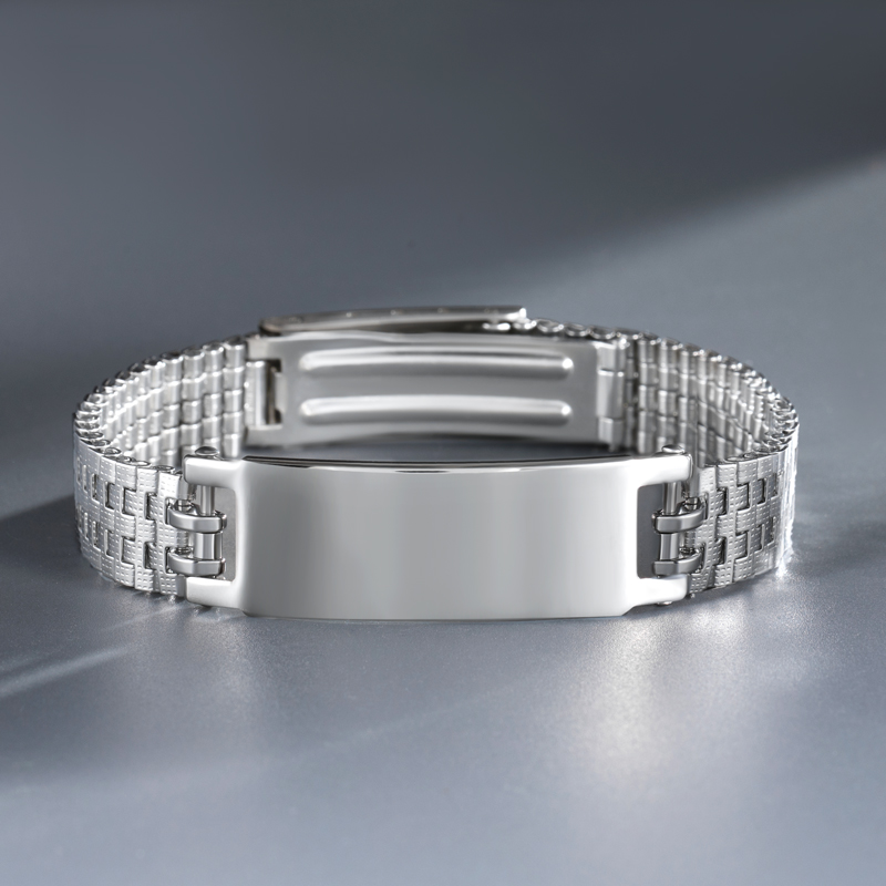 Helloice 12mm Engraved Stainless Steel Adjustable Bracelet for Men