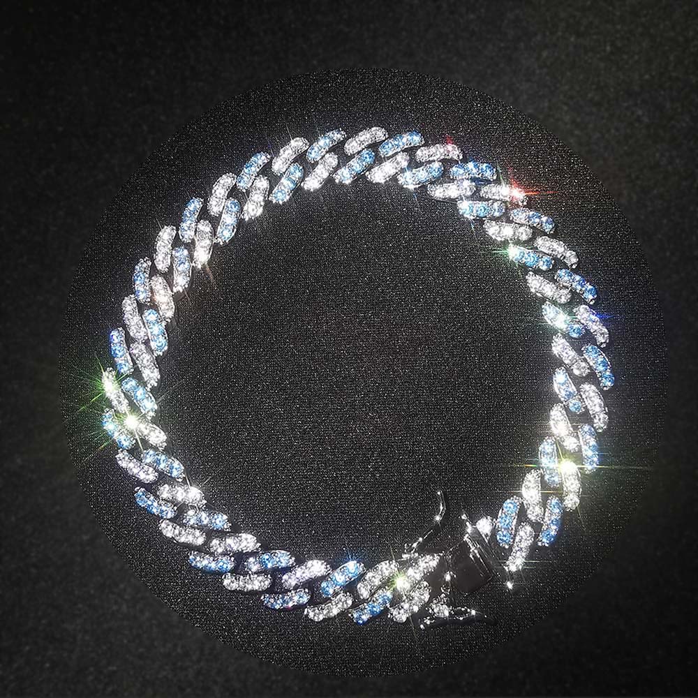 Helloice 8mm Blue&White Iced Cuban Bracelet
