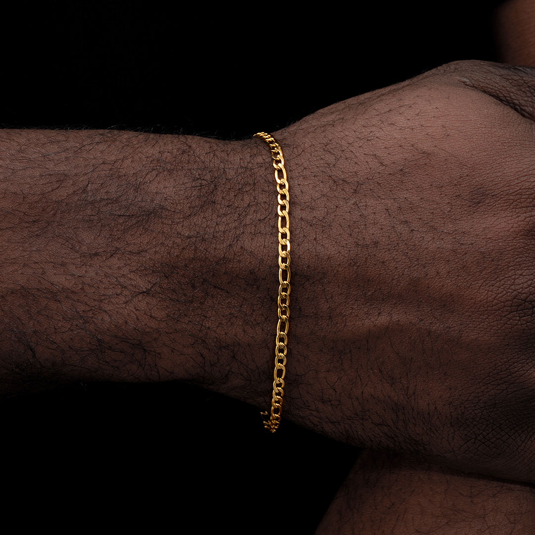 Helloice 3mm Figaro Bracelet in Gold