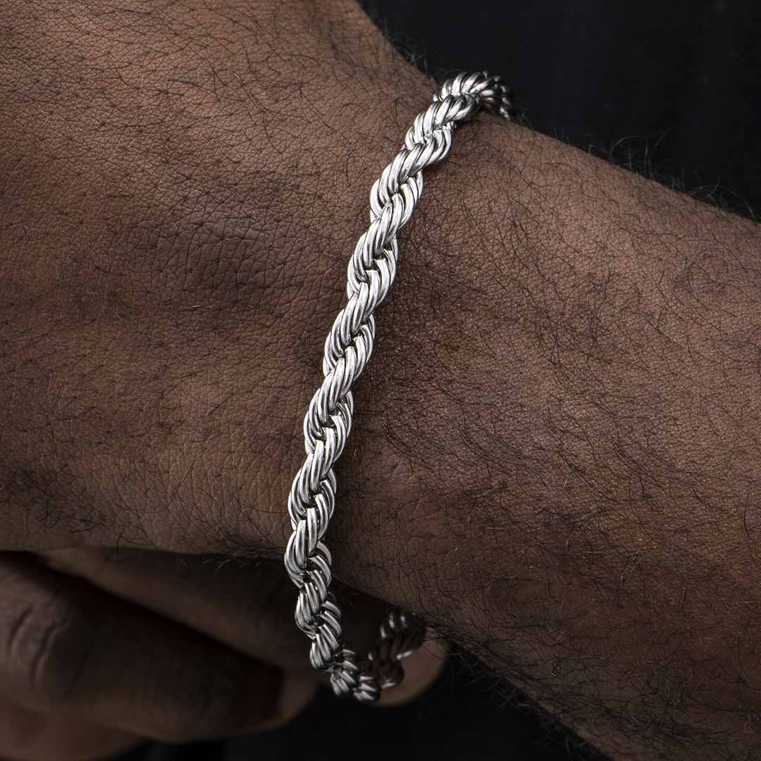 Helloice 5mm Stainless Steel Rope Bracelet
