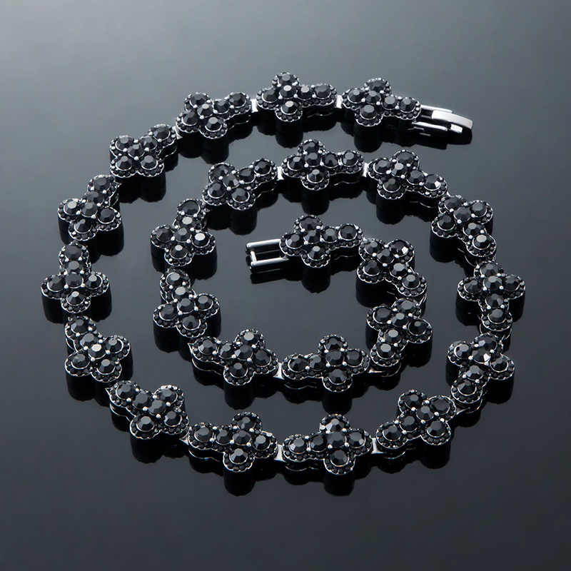 Helloice 16mm 20'' Black Diamonds Cross Chain in Black Gold