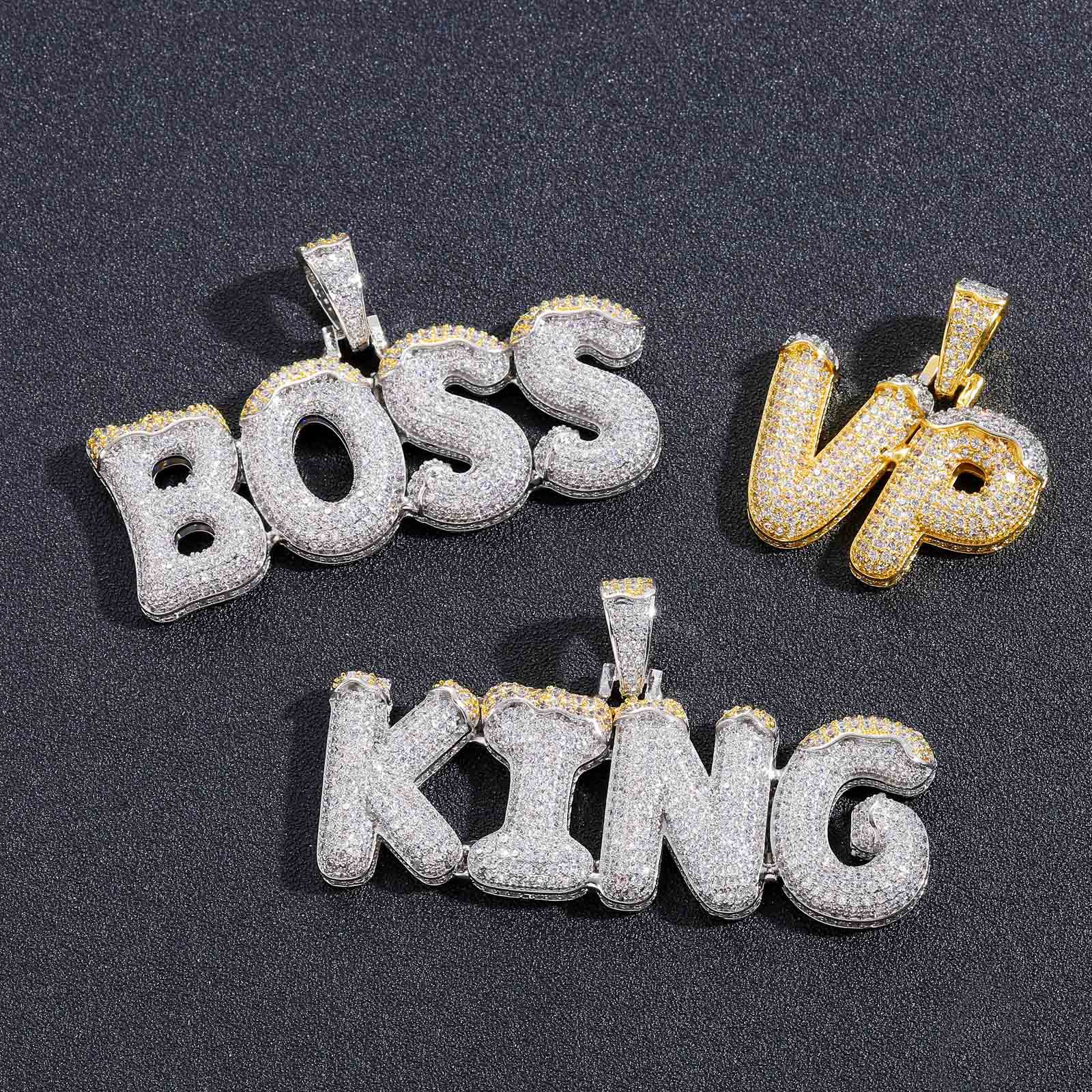 Helloice Custom Snow Top Cone Bubble Letter Pendant