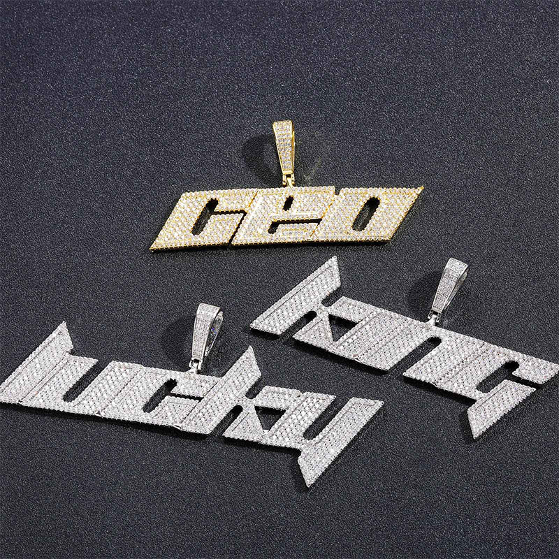 Helloice  Custom Iced Italic Rave Name/Letter Pendant