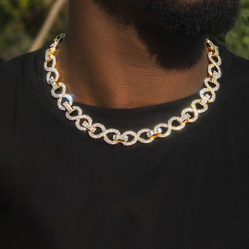 Helloice 16mm 20'' Iced Infinity Link Chain in Gold