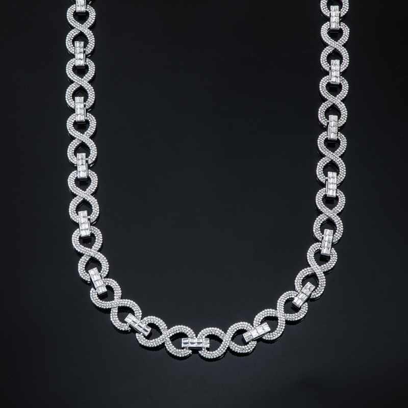 Helloice  16mm 20'' Iced Infinity Link Chain in White Gold