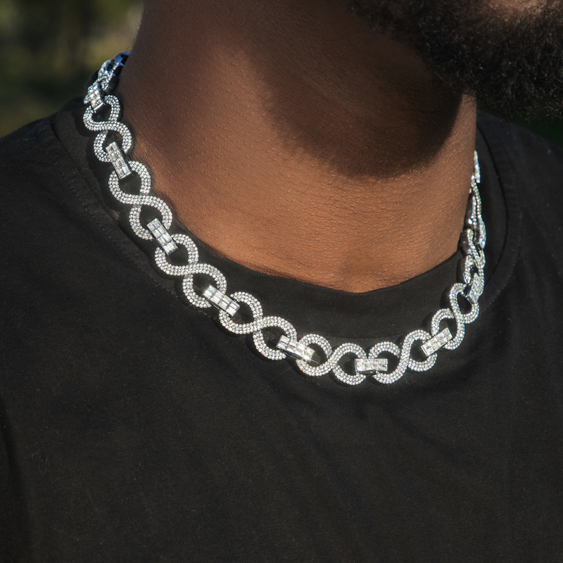 Helloice 16mm 20'' Iced Infinity Link Chain in Black Gold