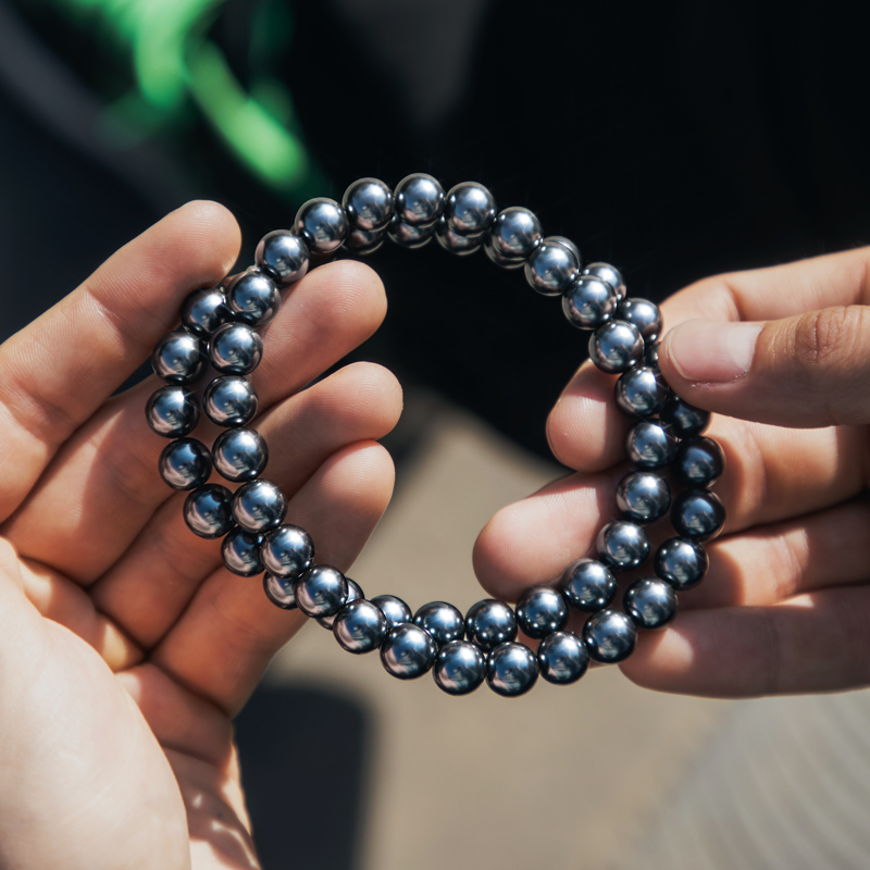 Helloice 8mm Dark Grey Pearl Necklace