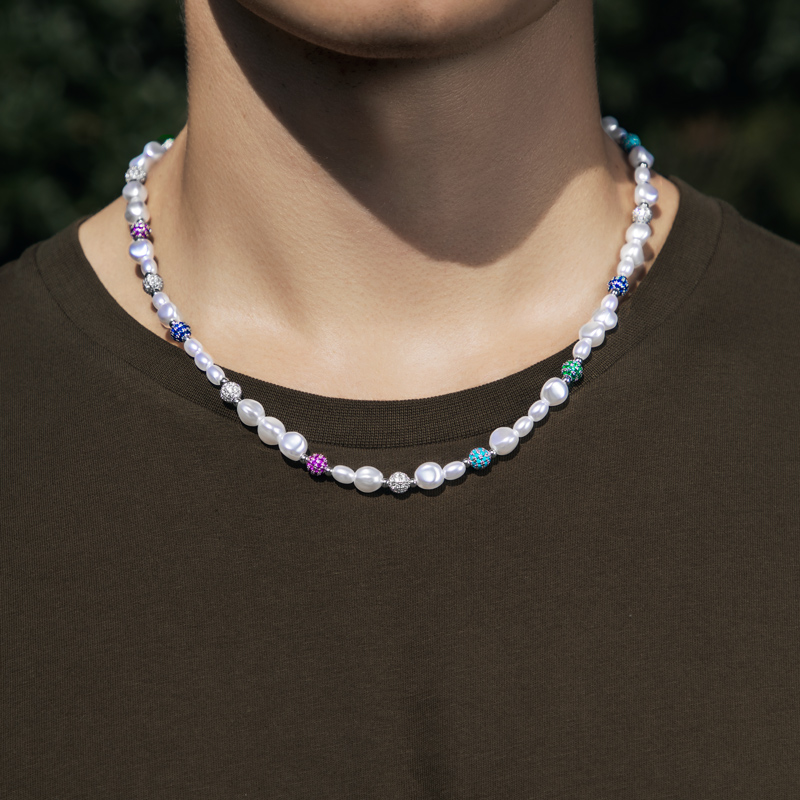 Helloice  Irregular Pearls & Iced Multi-colour Ball Chain