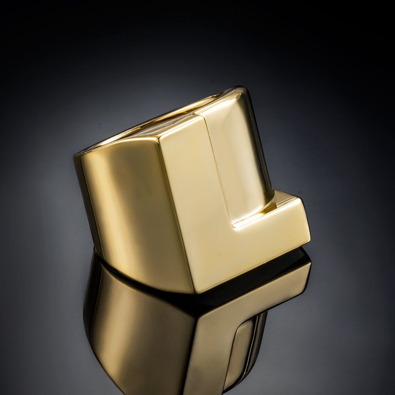 Helloice Men's Bold 26 Initial Letters Ring