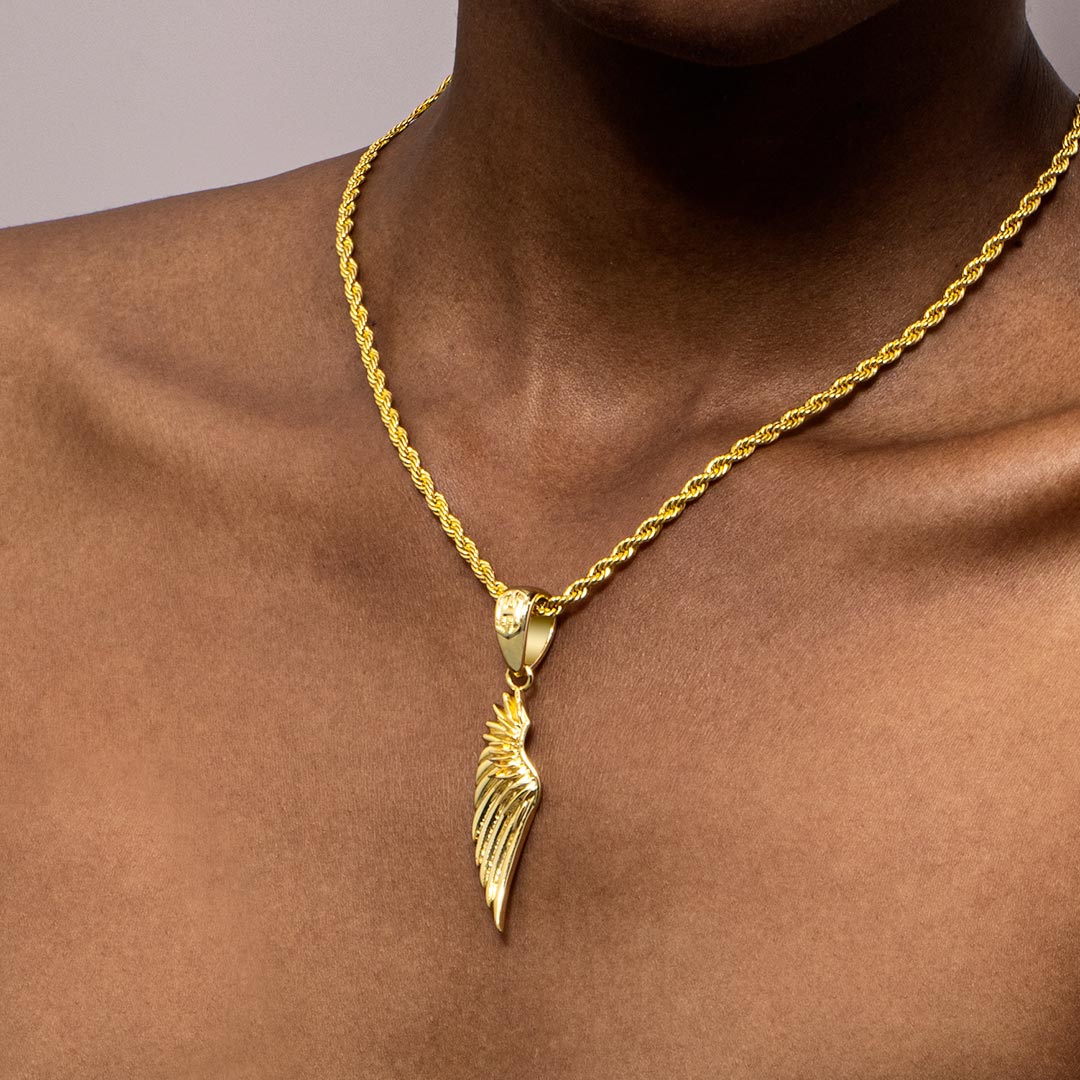 Helloice Women's Medium Angel Wing Pendant in Gold